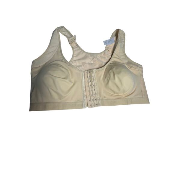 Beige Front Closure Bra 4XL | Wireless‎ Comfort Support | Nylon Spandex - Picture 4 of 11